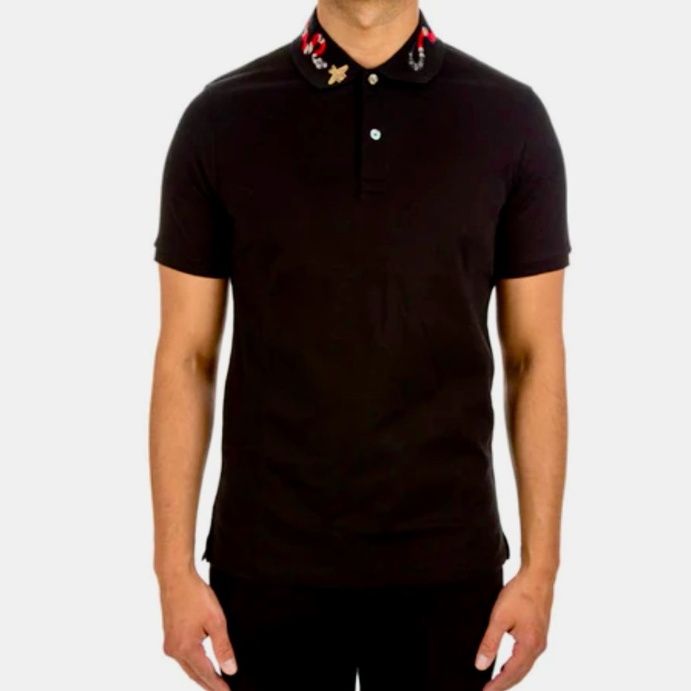 GUCCI POLO SHIRT w/ SNAKE & BEE EMBROIDERY - Med